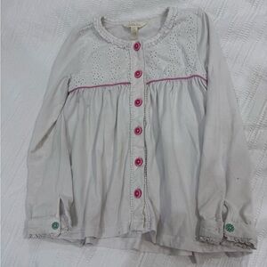 Matilda Jane Cream Button-Down Shirt with Pink Accents